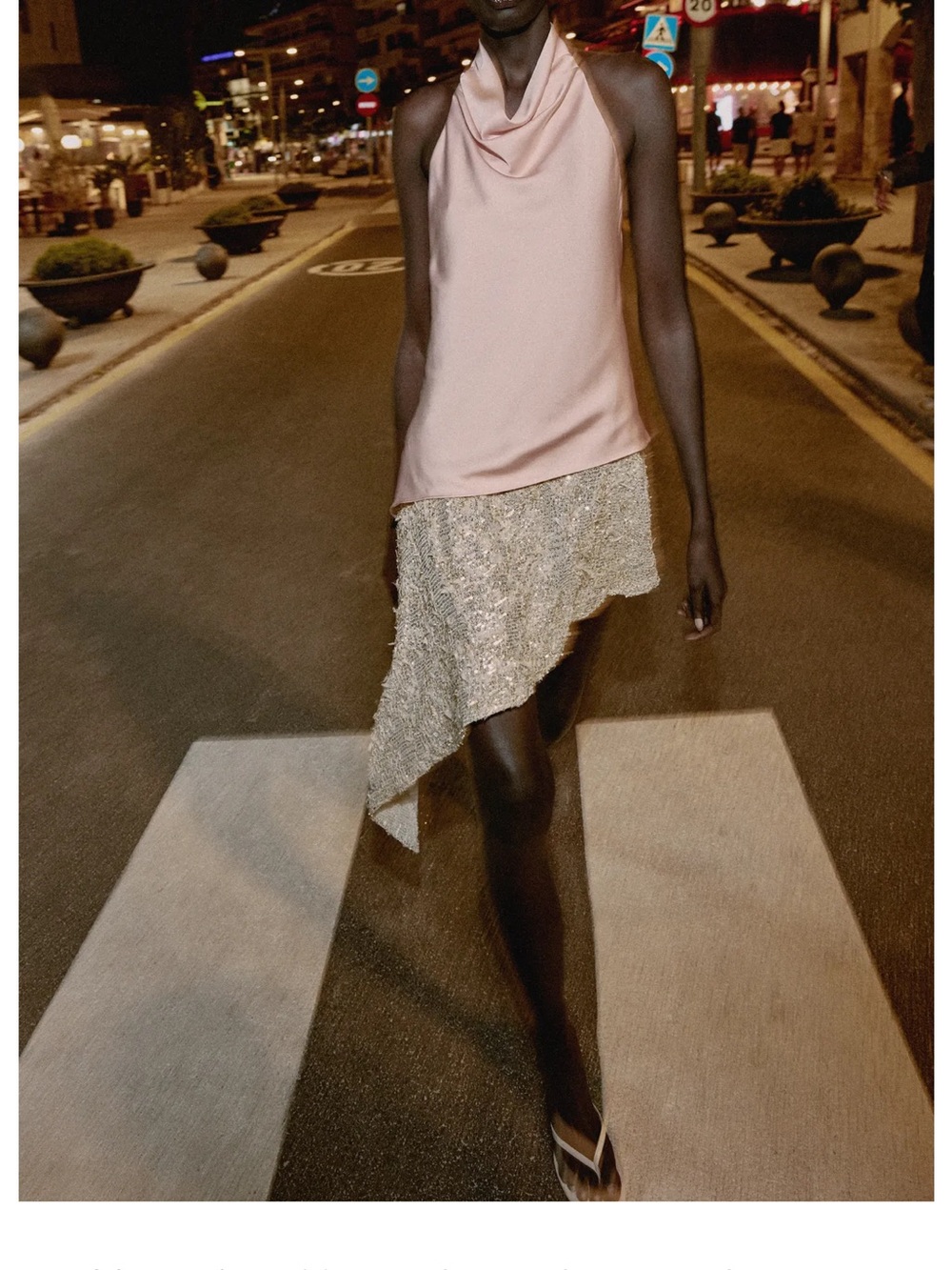 ZARA COMBINATION SEQUIN MIDI DRESS